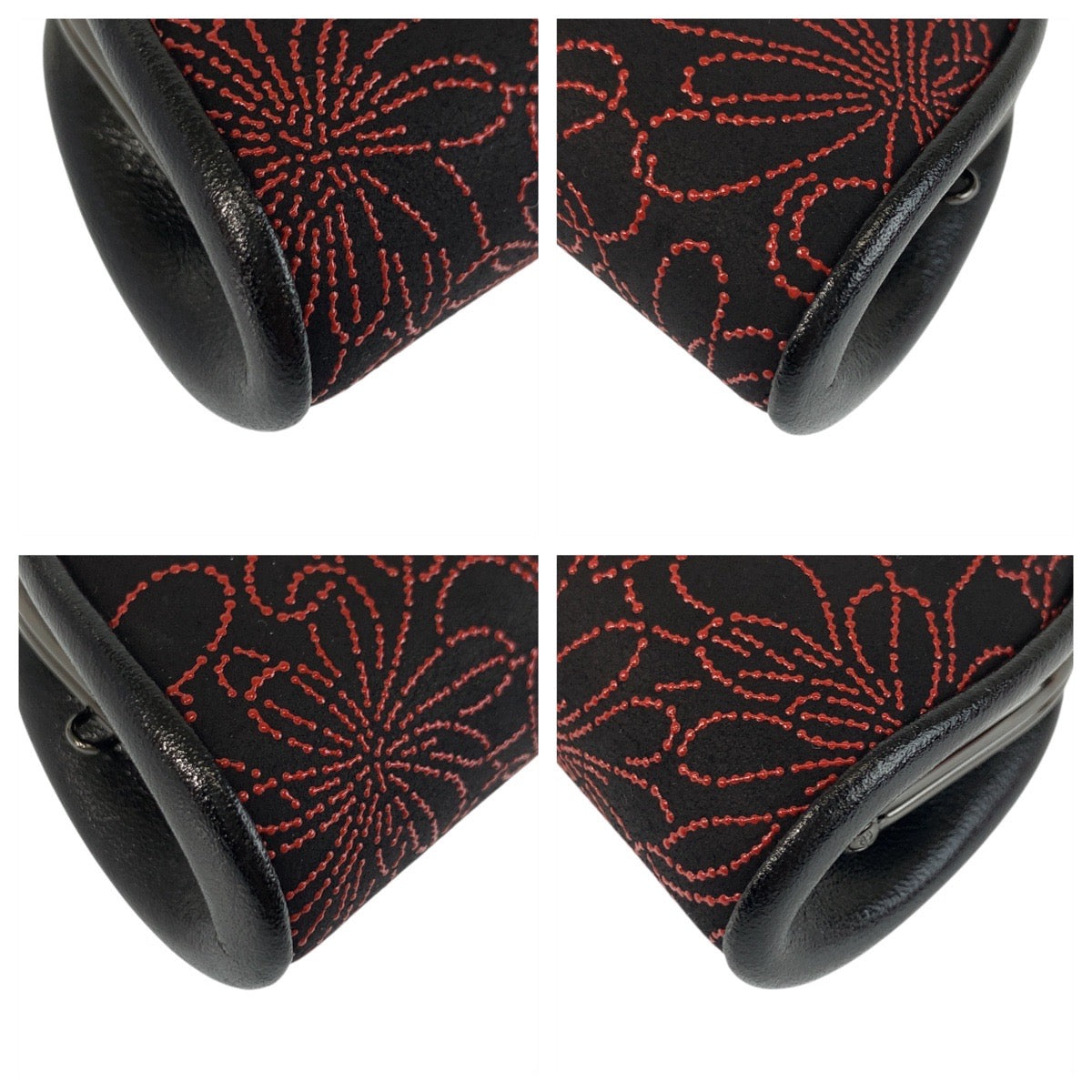 22592
INDENYA 印傳屋 線菊小柄 ブラック 黒 レッド ガンメタ金具 レザー コインケース 小銭入れ レディース A3