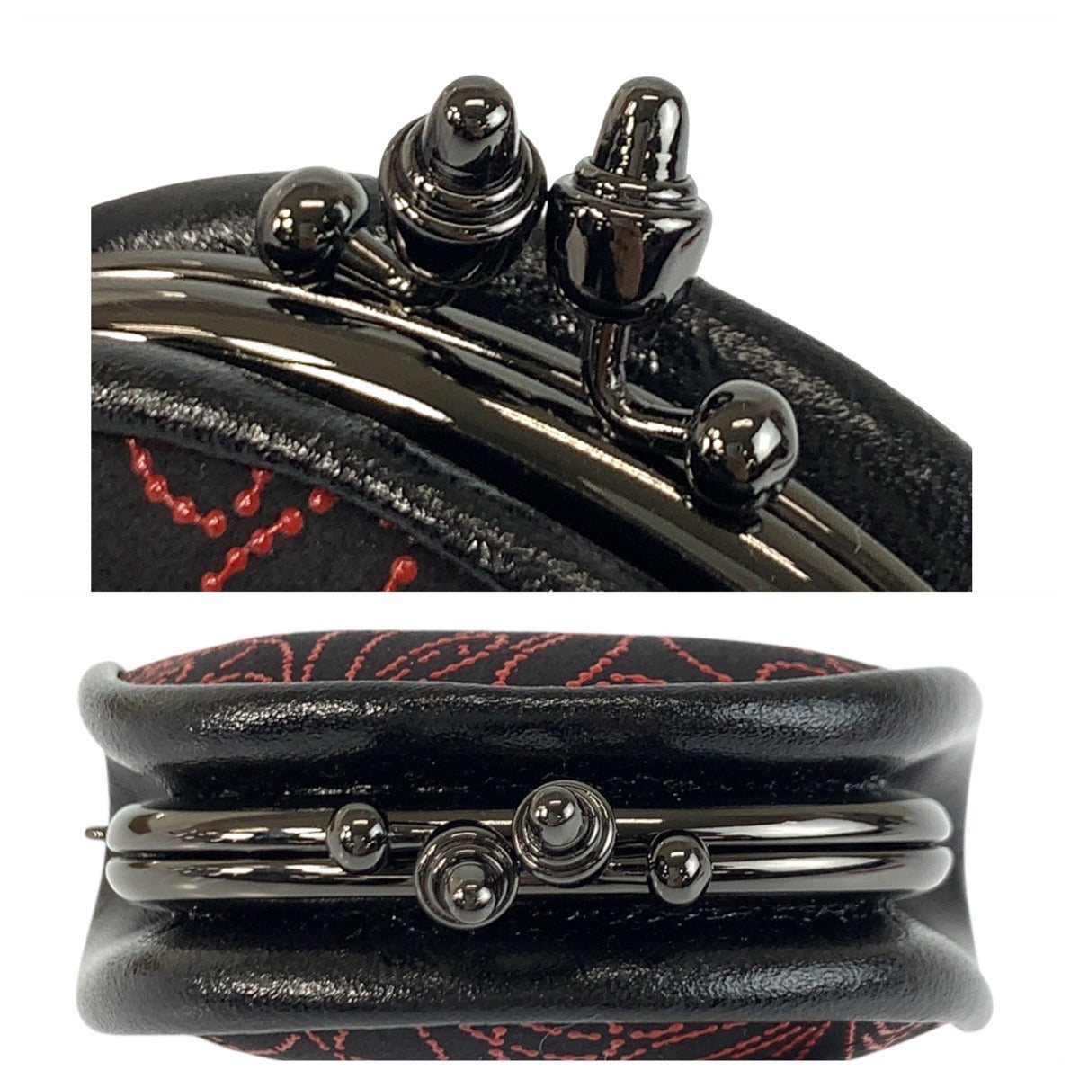 22592
INDENYA 印傳屋 線菊小柄 ブラック 黒 レッド ガンメタ金具 レザー コインケース 小銭入れ レディース A3