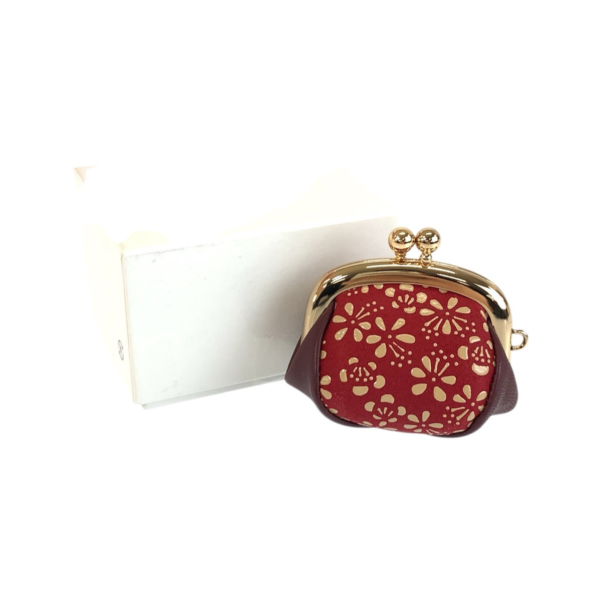 22593
INDENYA 印傳屋 梅 レッド ワインレッド ゴールド金具 レザー コインケース 小銭入れ レディース A3