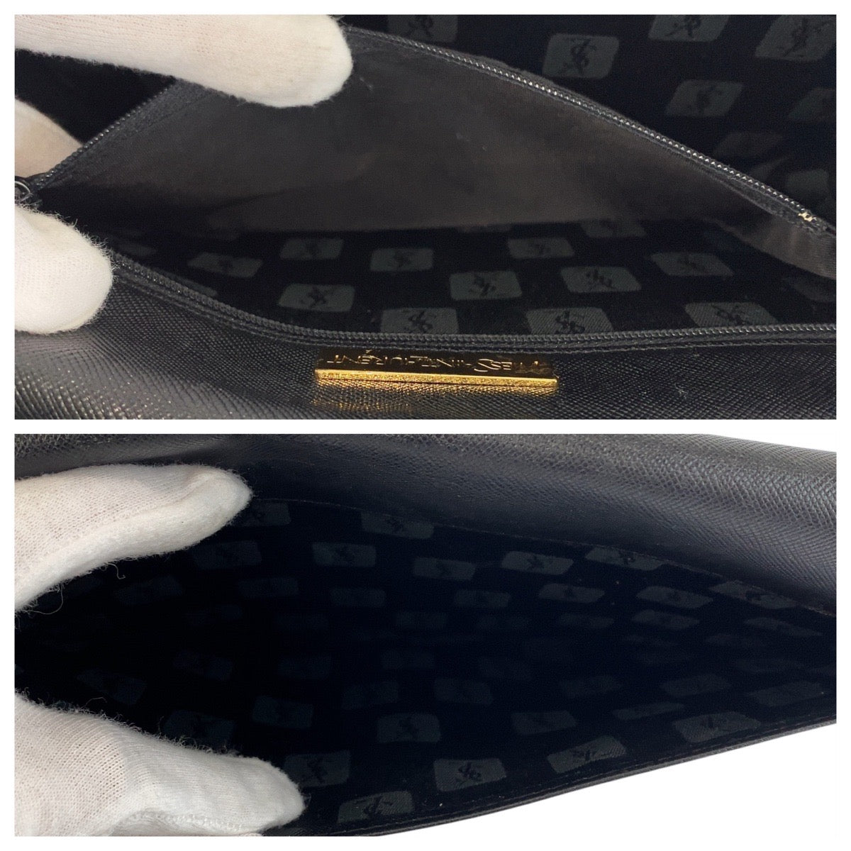 22594
YVES SAINT LAURENT イヴ サンローラン ヴィンテージ YSL ブラック 黒 ゴールド金具 レザー クラッチバッグ セカンドバッグ レディース ABP35