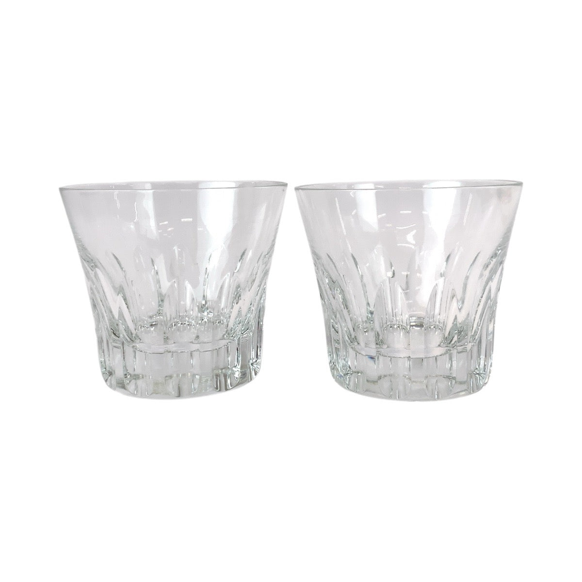 22595
Baccarat Etna Clear Crystal / Glass Tumbler Pair Rock Glasses Ladies ABP14