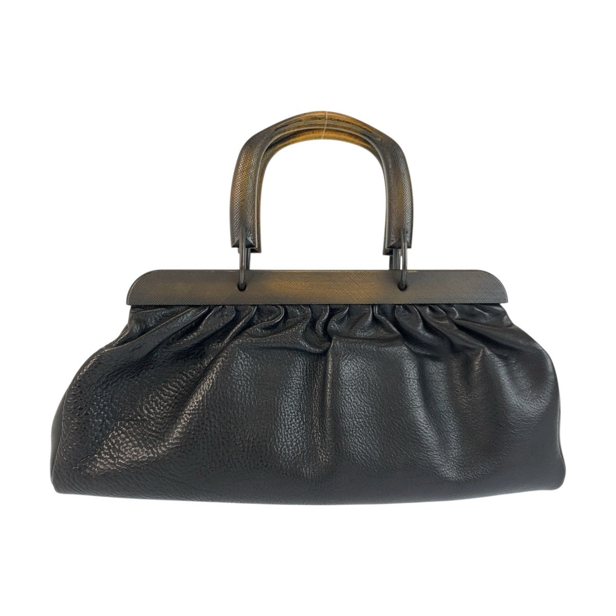 22603
GUCCI グッチ ウッドハンドル ブラック 黒 レザー / ウッド 105377 ハンドバッグ レディース ABP56