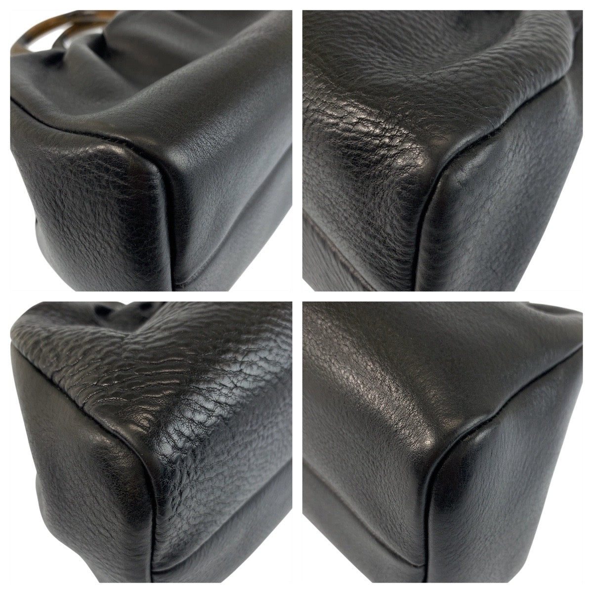 22603
GUCCI グッチ ウッドハンドル ブラック 黒 レザー / ウッド 105377 ハンドバッグ レディース ABP56