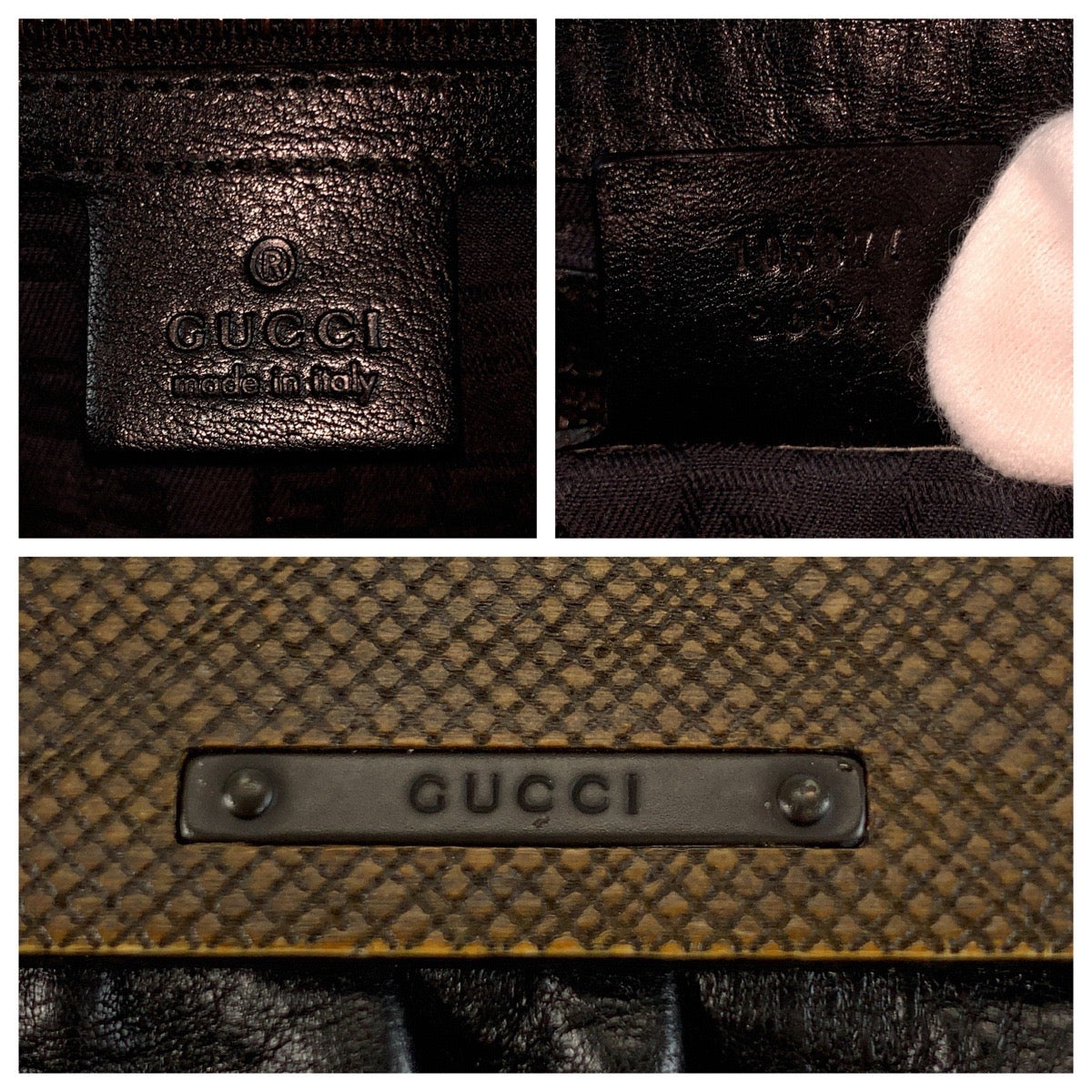 22603
GUCCI グッチ ウッドハンドル ブラック 黒 レザー / ウッド 105377 ハンドバッグ レディース ABP56