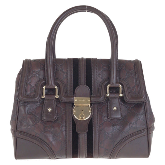 22605
GUCCI グッチ グッチシマ ブラウン ゴールド金具 レザー 154382 ハンドバッグ レディース ABP49