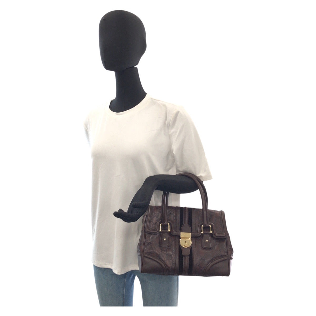 22605
GUCCI Guccissima Brown Gold Hardware Leather 154382 Handbag Ladies ABP49