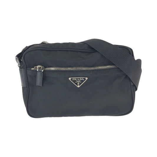22609
PRADA プラダ テスート 三角ロゴプレート ブラック 黒 シルバー金具 ナイロン / レザー ショルダーバッグ カメラバッグ ポシェット メンズ ABP44