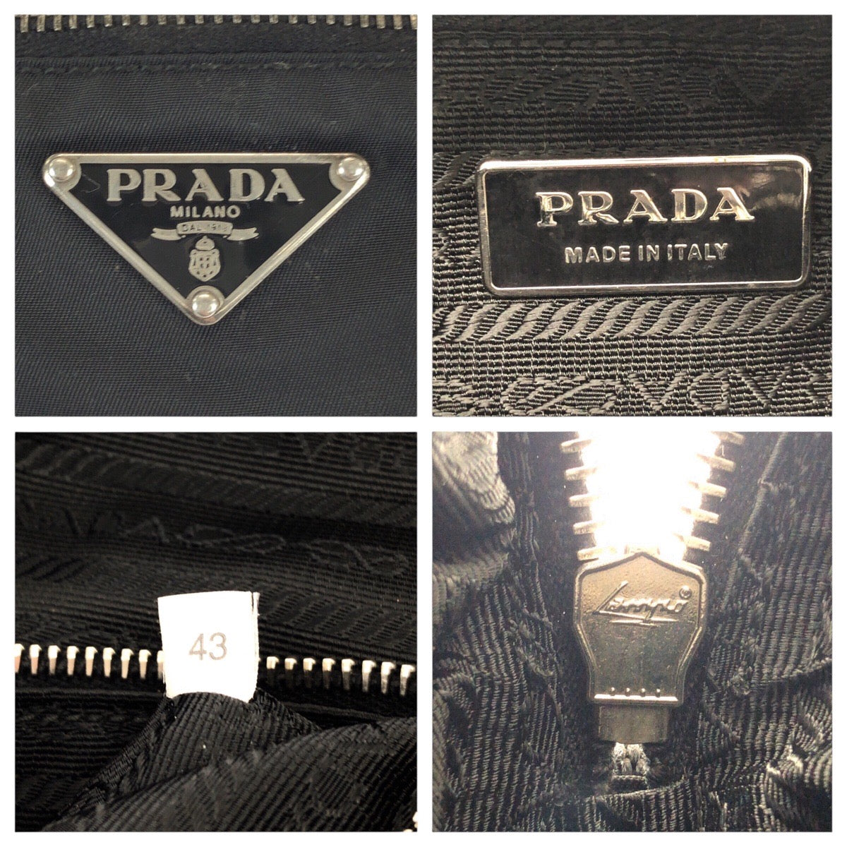 22609
PRADA プラダ テスート 三角ロゴプレート ブラック 黒 シルバー金具 ナイロン / レザー ショルダーバッグ カメラバッグ ポシェット メンズ ABP44