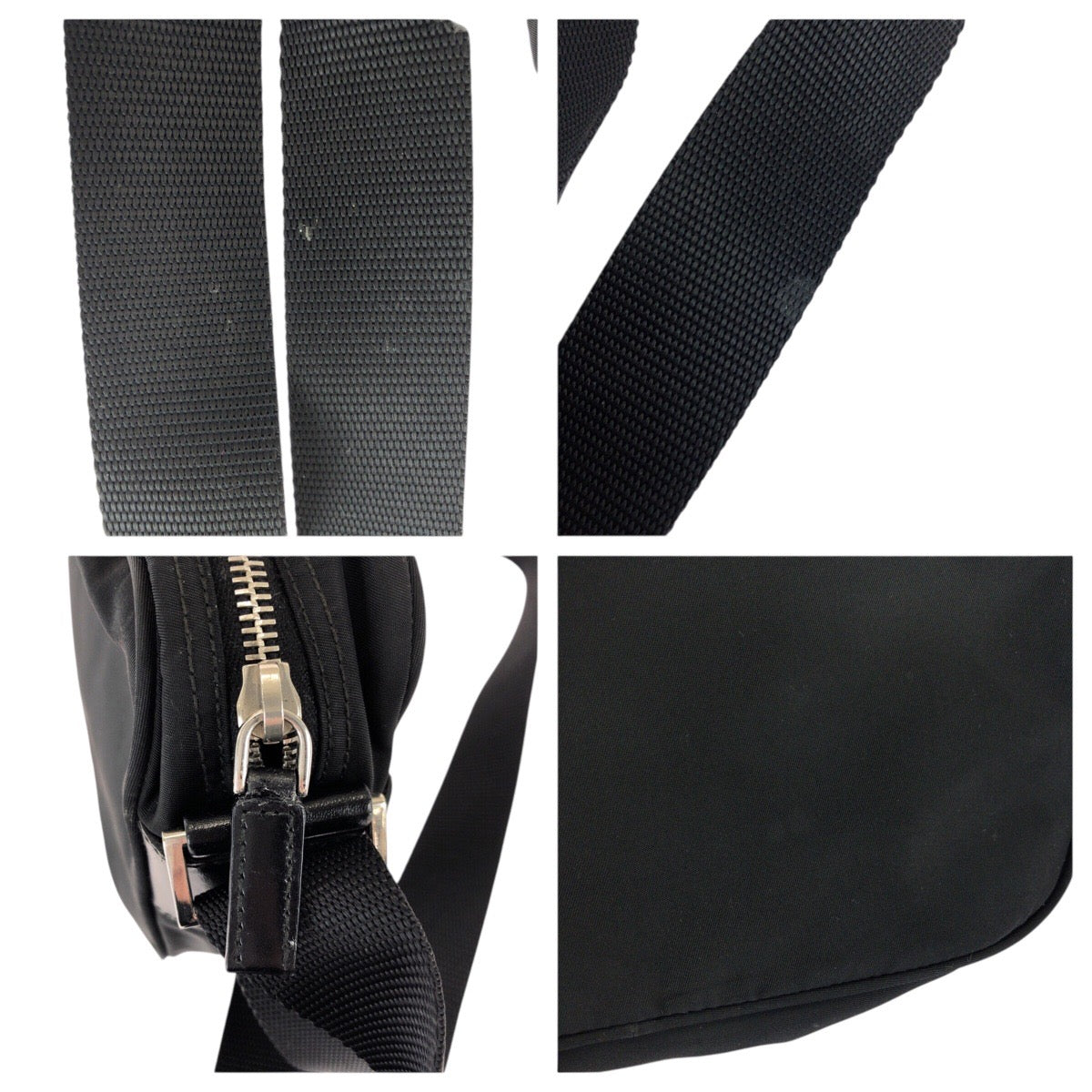 22609
PRADA プラダ テスート 三角ロゴプレート ブラック 黒 シルバー金具 ナイロン / レザー ショルダーバッグ カメラバッグ ポシェット メンズ ABP44