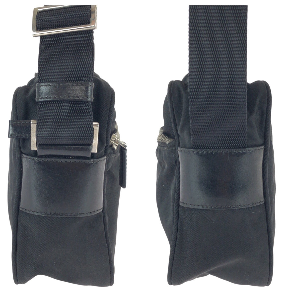 22609
PRADA プラダ テスート 三角ロゴプレート ブラック 黒 シルバー金具 ナイロン / レザー ショルダーバッグ カメラバッグ ポシェット メンズ ABP44