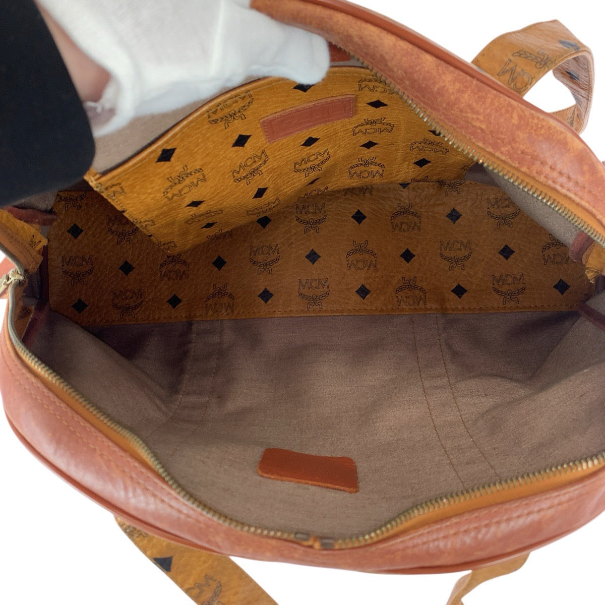 22611
MCM エム シー エム ヴィンテージ ヴィセトス ブラウン キャメル ゴールド金具 PVC / レザー ショルダーバッグ ボストンバッグ レディース AB16