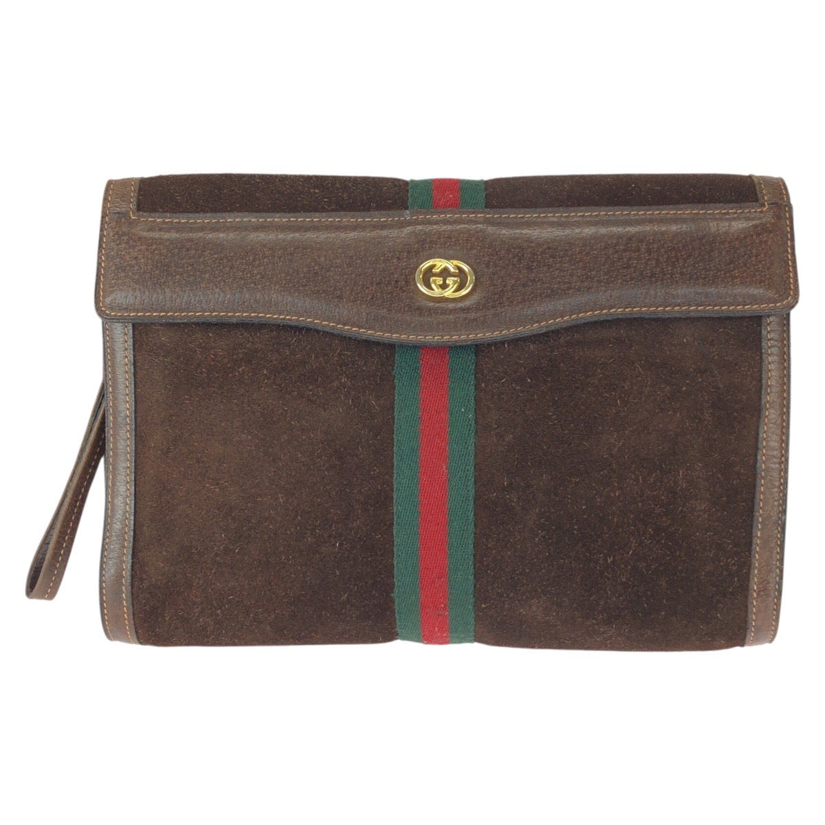 22612
GUCCI グッチ ヴィンテージ オールドグッチ シェリーライン ブラウン ゴールド金具 レザー / スエード クラッチバッグ セカンドバッグ メンズ ABP21