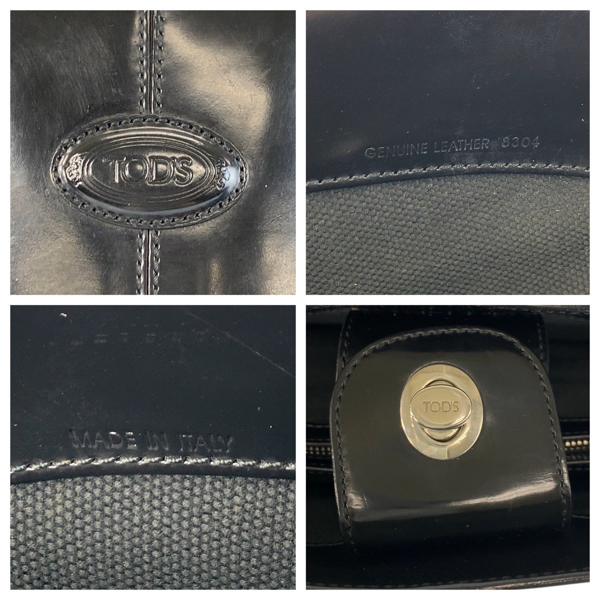 22613
TOD’S トッズ ブラック 黒 レッド シルバー金具 エナメル 8304 トートバッグ ハンドバッグ レディース AB21