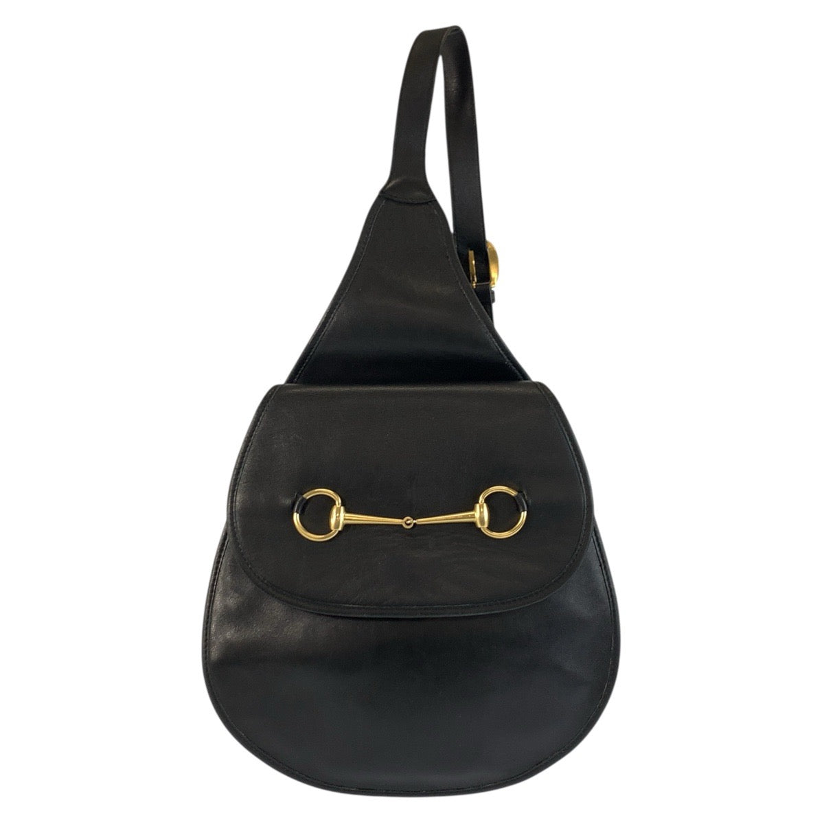 22614
GUCCI グッチ ヴィンテージ ホースビット ブラック 黒 ゴールド金具 レザー 003 2113 0034 ショルダーバッグ ボディバッグ レディース ABP42