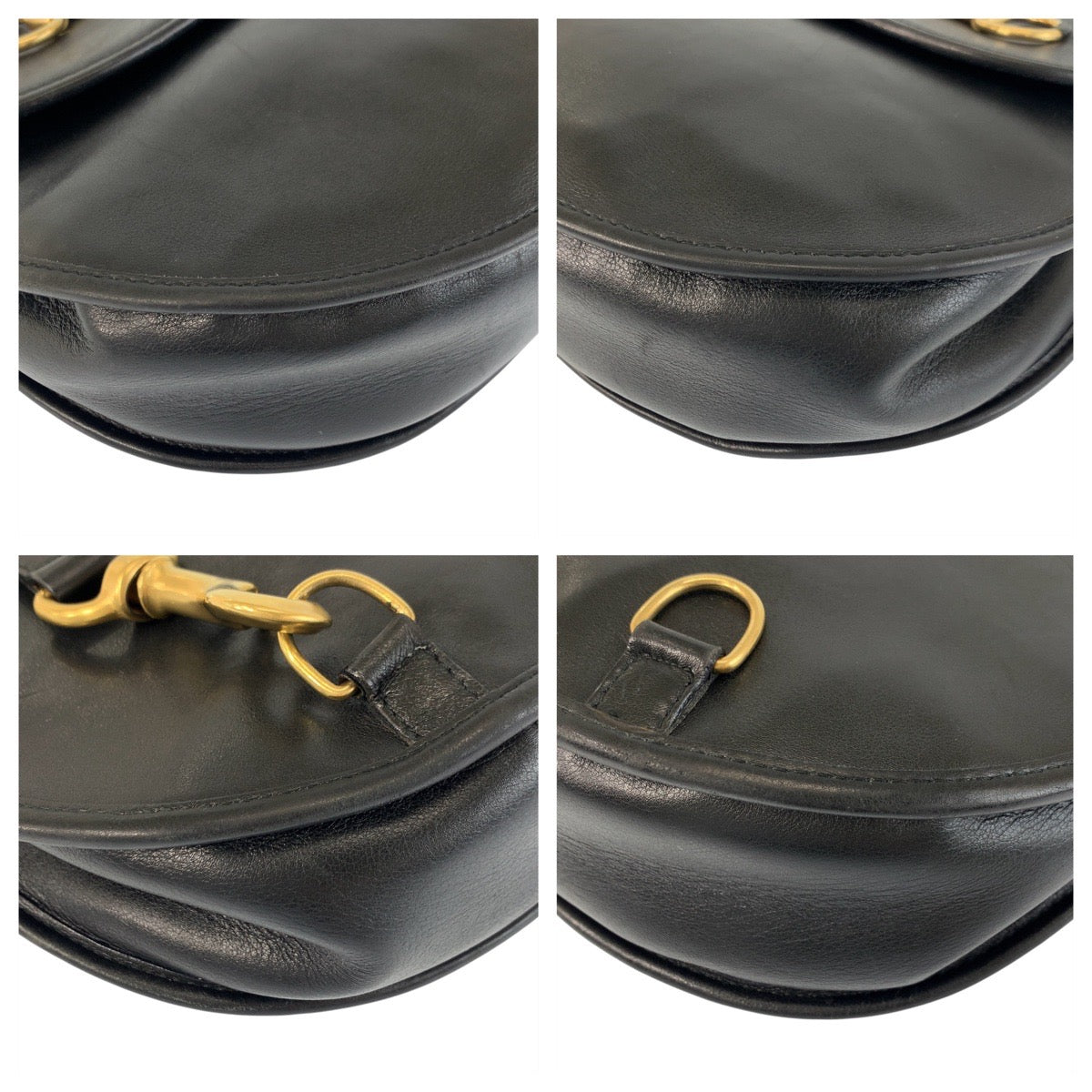 22614
GUCCI グッチ ヴィンテージ ホースビット ブラック 黒 ゴールド金具 レザー 003 2113 0034 ショルダーバッグ ボディバッグ レディース ABP42