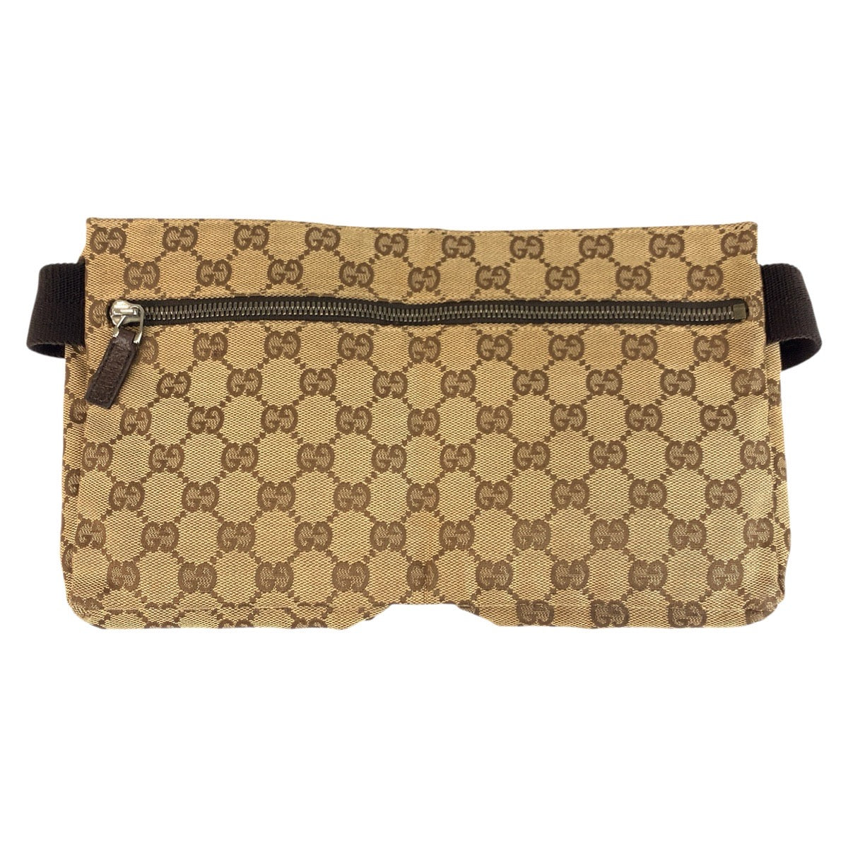 22615
GUCCI グッチ ベージュ ブラウン シルバー金具 GGキャンバス / レザー 28566 ボディバッグ ウエストバッグ バムバッグ レディース AB35