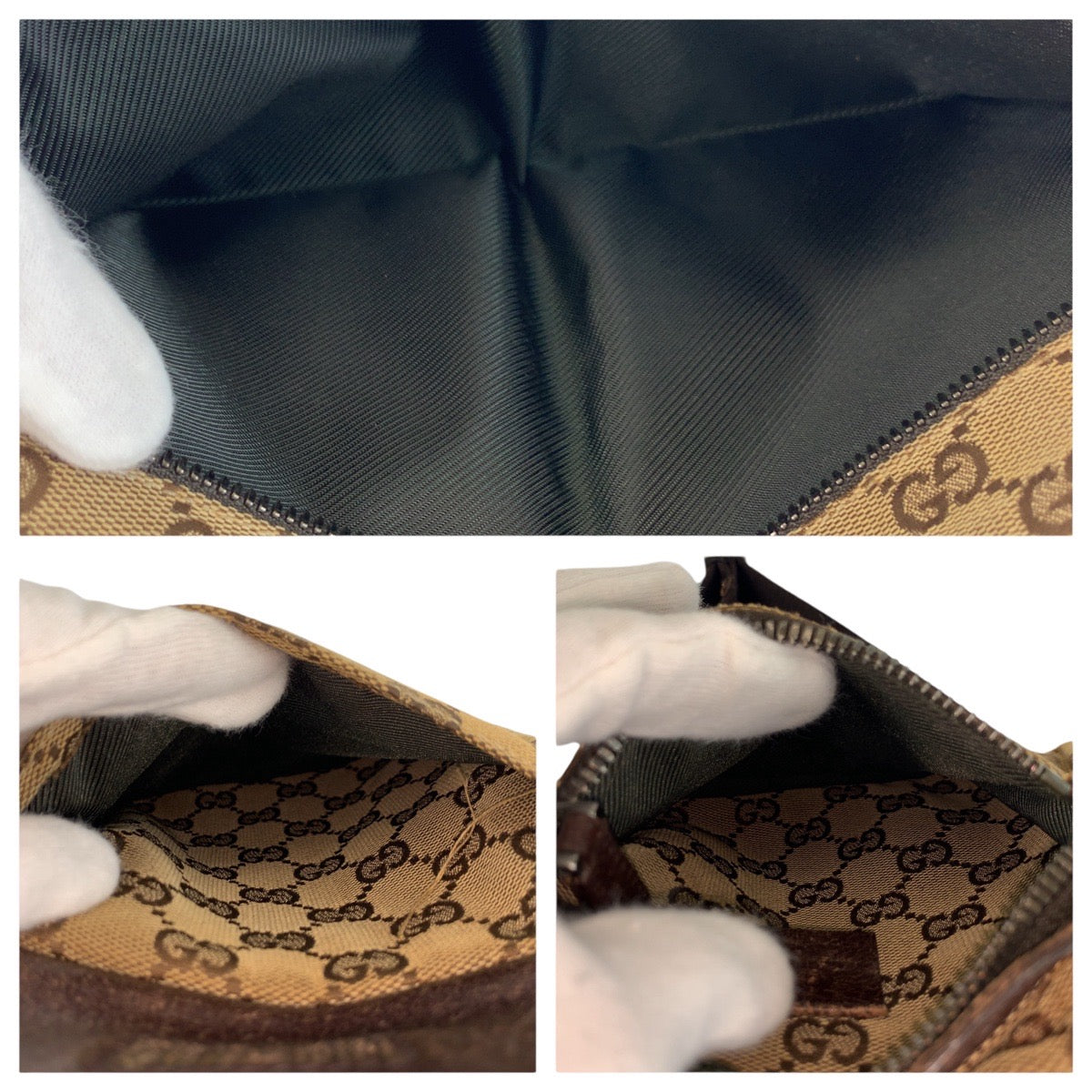 22615
GUCCI グッチ ベージュ ブラウン シルバー金具 GGキャンバス / レザー 28566 ボディバッグ ウエストバッグ バムバッグ レディース AB35