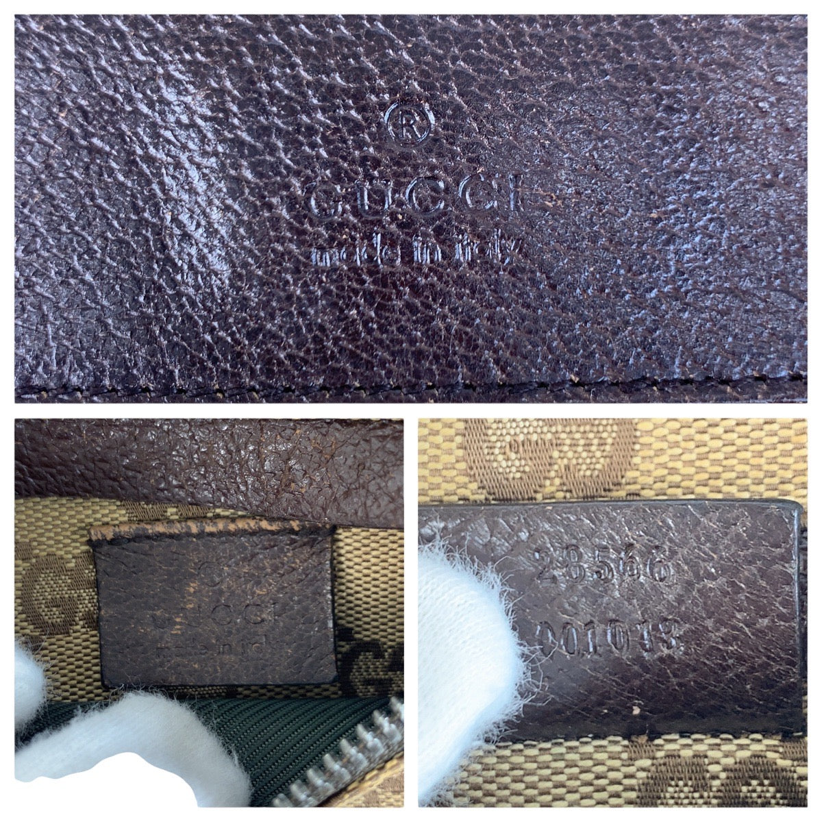 22615
GUCCI グッチ ベージュ ブラウン シルバー金具 GGキャンバス / レザー 28566 ボディバッグ ウエストバッグ バムバッグ レディース AB35