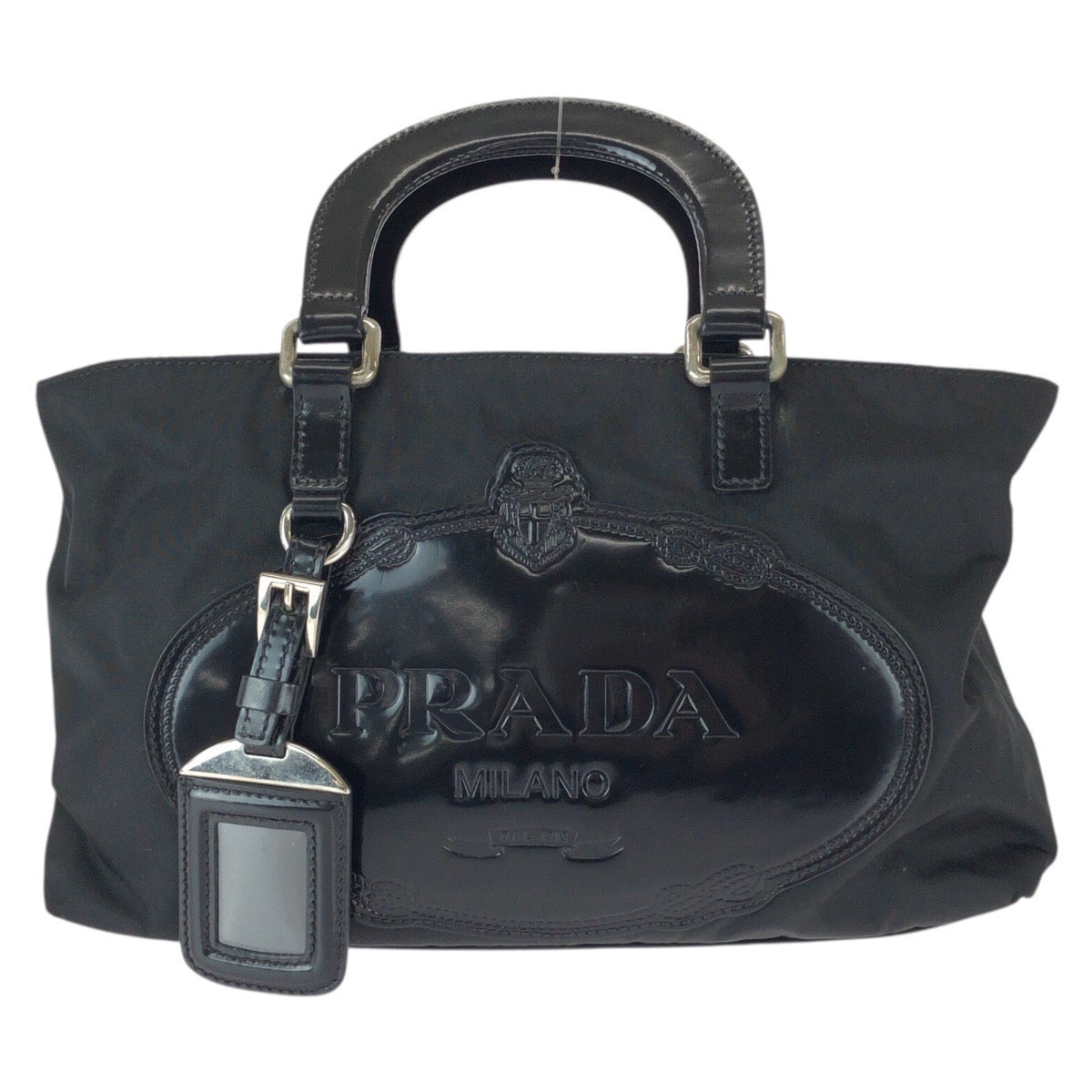 22616
PRADA プラダ テスート ブラック 黒 シルバー金具 ナイロン / パテントレザー ハンドバッグ 男女兼用 レディース ABP35