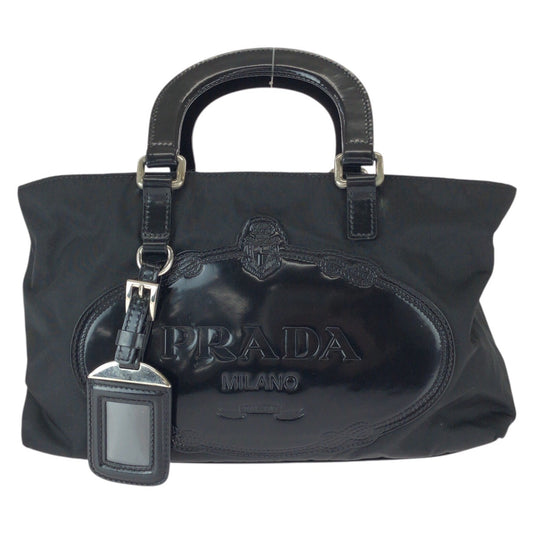 22616
PRADA プラダ テスート ブラック 黒 シルバー金具 ナイロン / パテントレザー ハンドバッグ 男女兼用 レディース ABP35