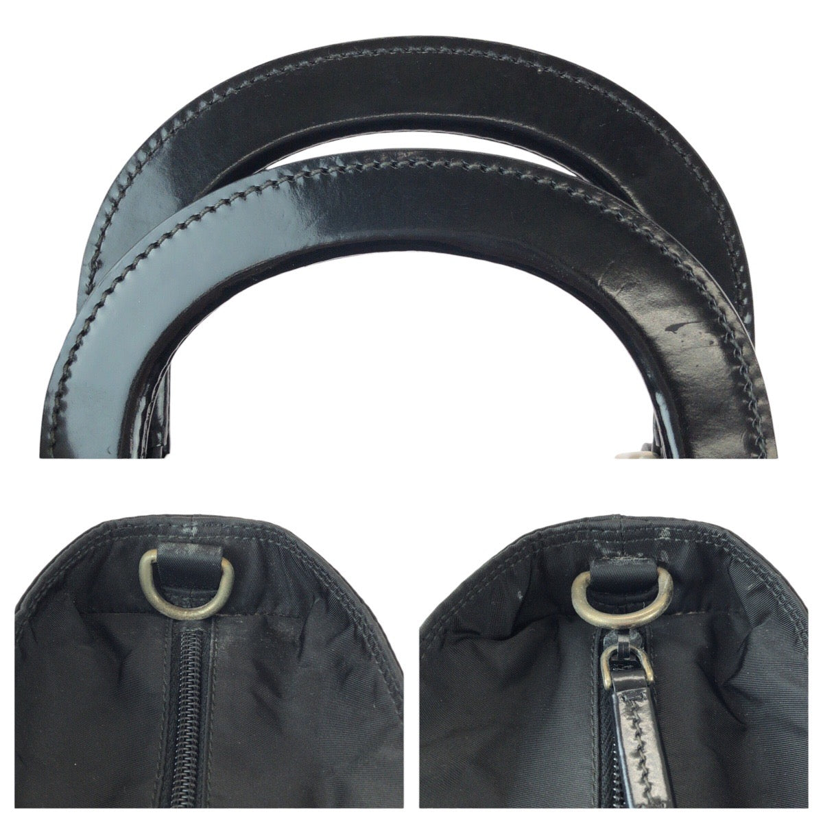 22616
PRADA プラダ テスート ブラック 黒 シルバー金具 ナイロン / パテントレザー ハンドバッグ 男女兼用 レディース ABP35