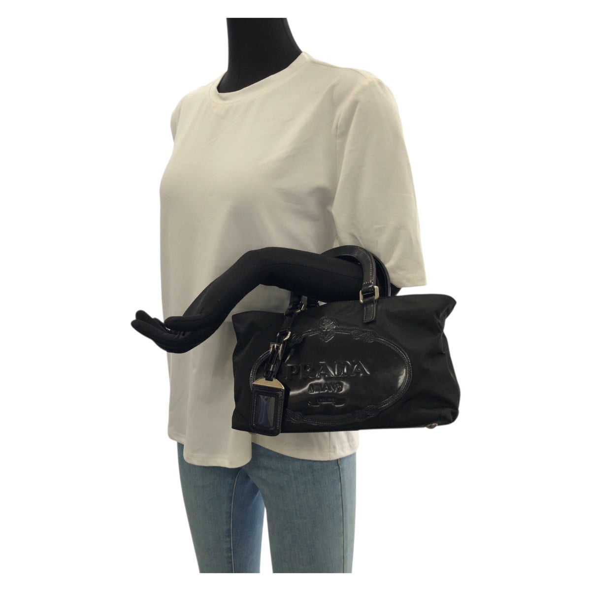 22616
PRADA プラダ テスート ブラック 黒 シルバー金具 ナイロン / パテントレザー ハンドバッグ 男女兼用 レディース ABP35