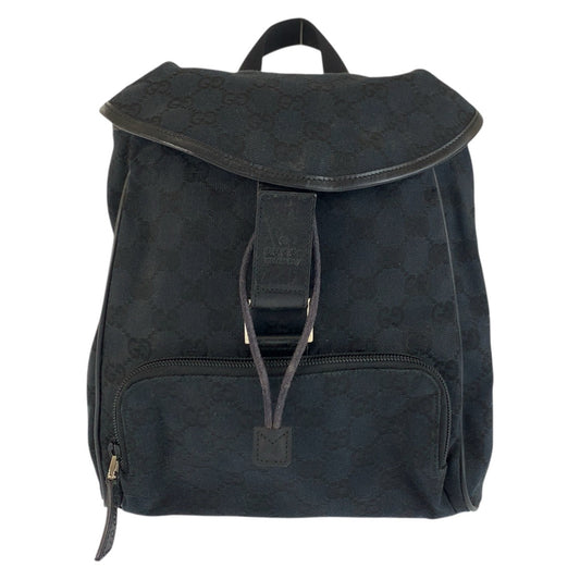 22618
GUCCI グッチ ブラック 黒 シルバー金具 GGキャンバス / レザー 019 0352 バックパック デイパック レディース AB36