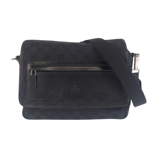 22620
GUCCI グッチ ブラック 黒 シルバー金具 GGキャンバス / レザー 28562 ショルダーバッグ メッセンジャーバッグ レディース ABP35