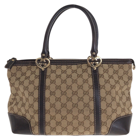 22621
GUCCI グッチ ラブリー ベージュ ブラウン ゴールド金具 GGキャンバス / レザー 257069 トートバッグ ハンドバッグ レディース AB38