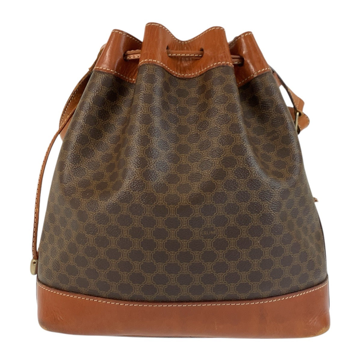 22623
CELINE セリーヌ マカダム ブラウン ゴールド金具 PVC / レザー M09 ショルダーバッグ レディース AB21