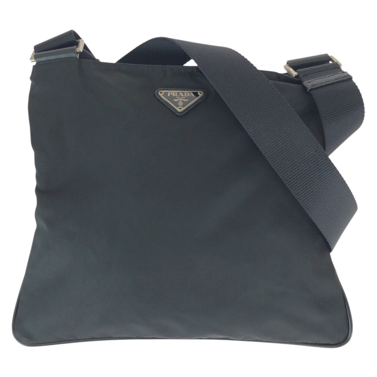 22624
PRADA プラダ テスート 三角ロゴプレート ブラック 黒 シルバー金具 ナイロン / レザー ショルダーバッグ メッセンジャーバッグ レディース ABP35