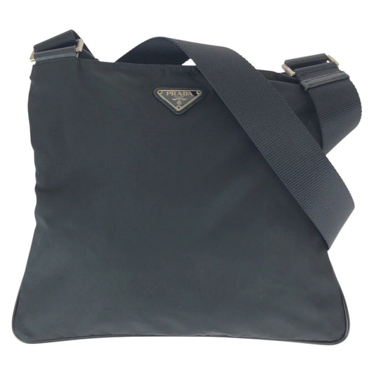 22624
PRADA プラダ テスート 三角ロゴプレート ブラック 黒 シルバー金具 ナイロン / レザー ショルダーバッグ メッセンジャーバッグ レディース ABP35