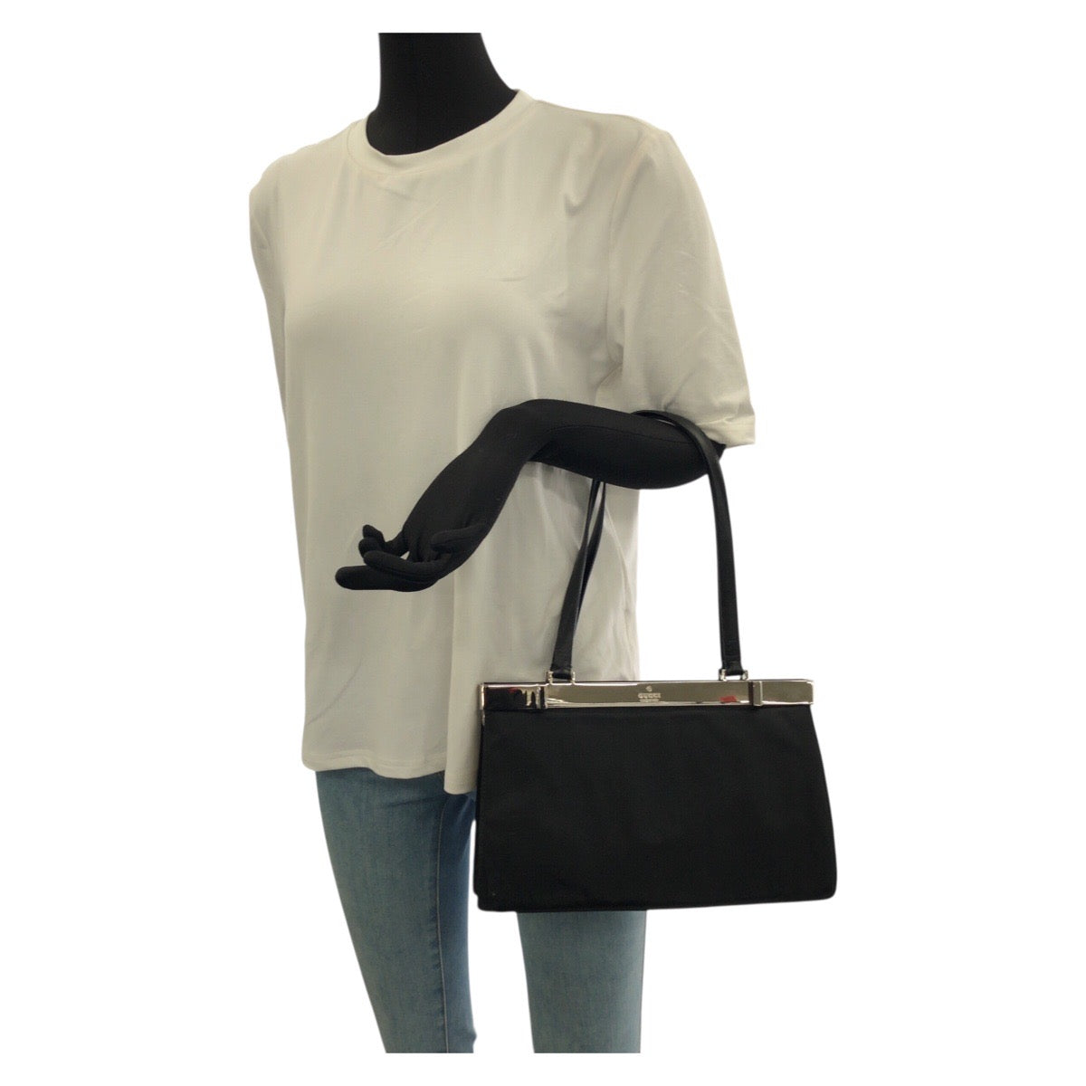 22625
GUCCI グッチ ヴィンテージ ブラック 黒 シルバー金具 キャンバス / レザー 001.3218 ハンドバッグ ショルダーバッグ レディース ABP30