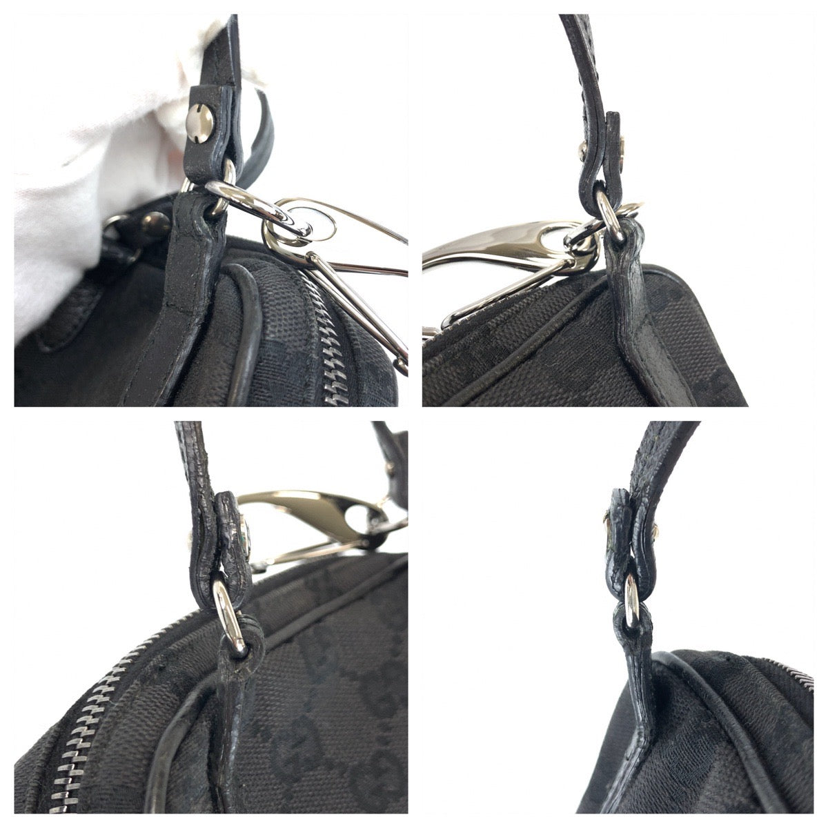 22628
GUCCI グッチ ブラック 黒 シルバー金具 GGキャンバス / レザー 120975 ショルダーバッグ ポシェット レディース ABP35