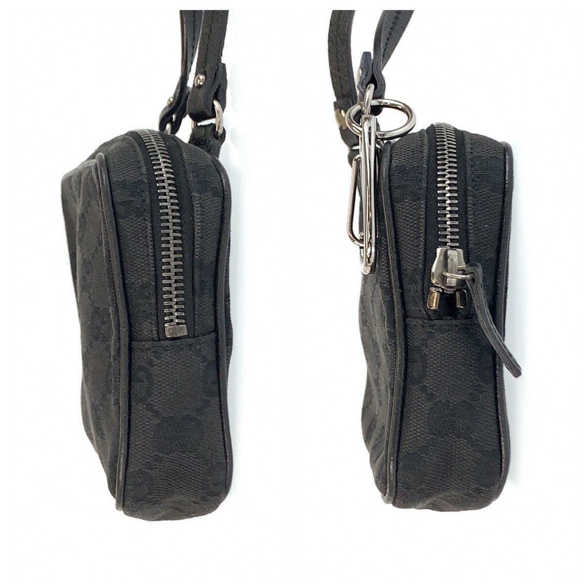 22628
GUCCI グッチ ブラック 黒 シルバー金具 GGキャンバス / レザー 120975 ショルダーバッグ ポシェット レディース ABP35