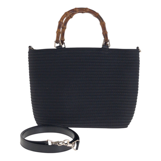 22629
GUCCI グッチ バンブー ブラック 黒 シルバー金具 キャンバス / エナメル 000 1998 0540 トートバッグ ショルダーバッグ 2way レディース ABP35