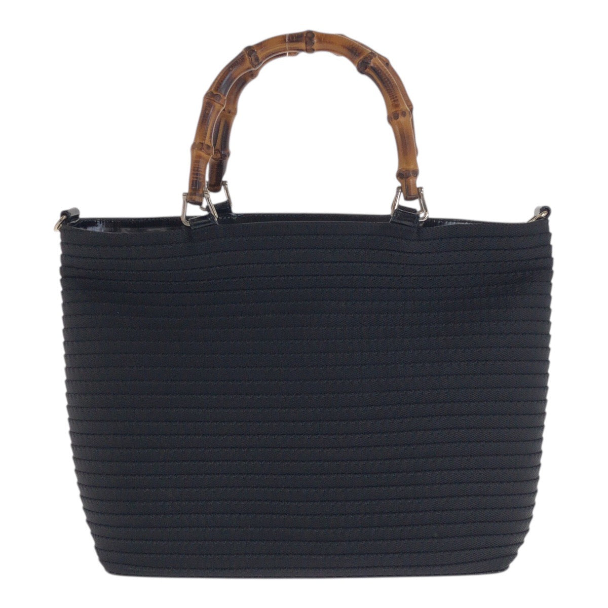 22629
GUCCI Gucci Bamboo Black Silver Hardware Canvas / Enamel 000 1998 0540 Tote Bag Shoulder Bag 2way Ladies ABP35