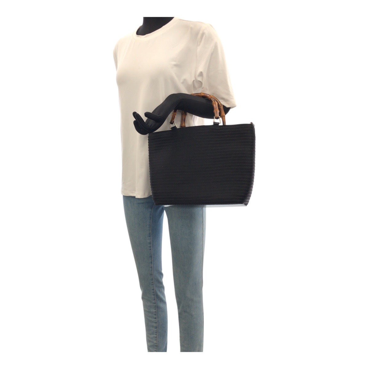 22629
GUCCI Gucci Bamboo Black Silver Hardware Canvas / Enamel 000 1998 0540 Tote Bag Shoulder Bag 2way Ladies ABP35