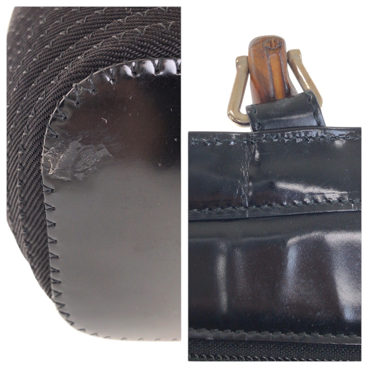 22629
GUCCI Gucci Bamboo Black Silver Hardware Canvas / Enamel 000 1998 0540 Tote Bag Shoulder Bag 2way Ladies ABP35