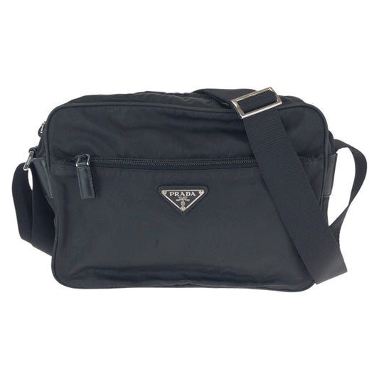 22631
PRADA プラダ テスート 三角ロゴプレート ブラック 黒 シルバー金具 ナイロン / レザー ショルダーバッグ メッセンジャーバッグ メンズ ABP37