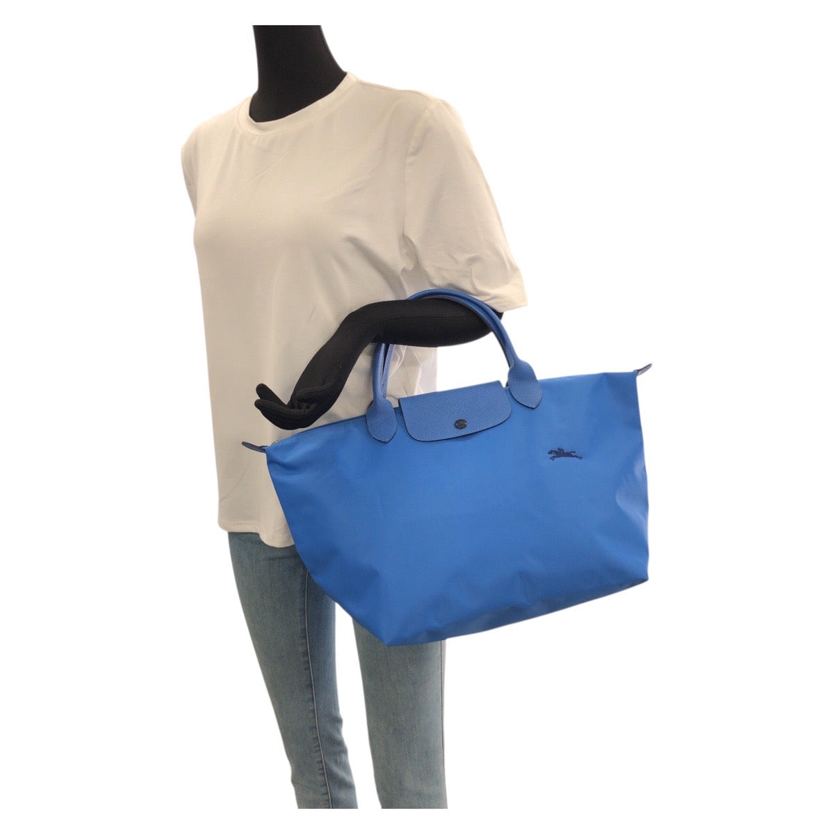 22632
Longchamp Le Pliage M Blue Silver Hardware Nylon L1623619P50 Tote Bag Unisex Women's ABP10