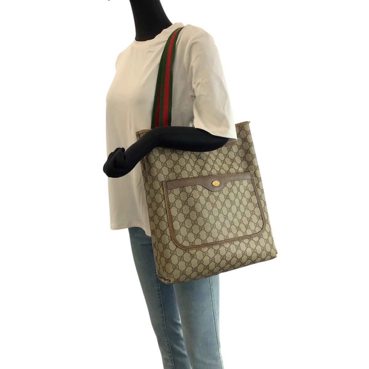 22633
GUCCI グッチ ヴィンテージ オールドグッチ シェリーライン ベージュ GGスプリームキャンバス / レザー 39 02 003 トートバッグ ショルダーバッグ レディース B16