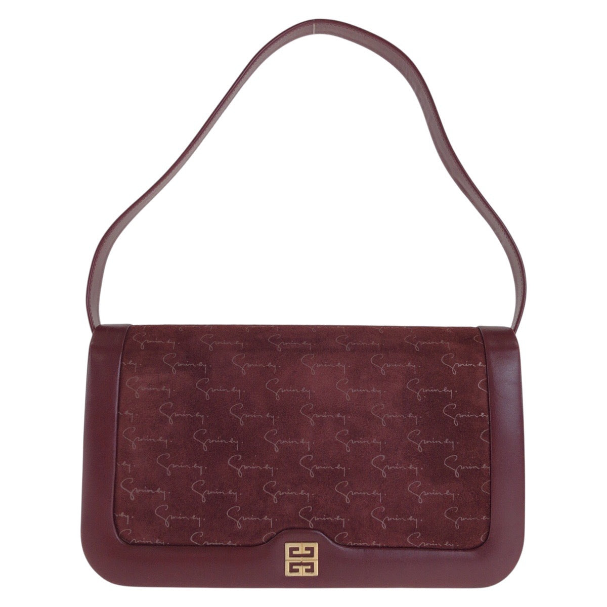 22635
GIVENCHY ジバンシィ ボルドー ゴールド金具 スウェード / レザー ショルダーバッグ レディース ABP21