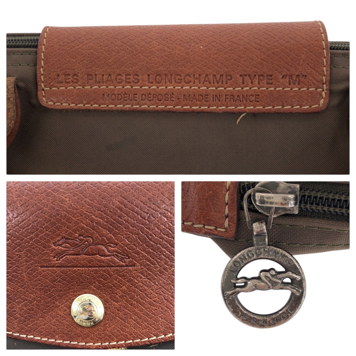 22636
Longchamp ロンシャン ル・プリアージュ カーキ ブラウン ゴールド金具 ナイロン / レザー トートバッグ ハンドバッグ レディース AB8