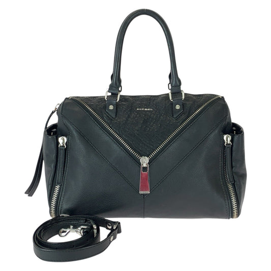 22637
DIESEL ディーゼル レ ジッパー 2way ブラック 黒 シルバー金具 レザー X03628 ショルダーバッグ トートバッグ レディース AB8