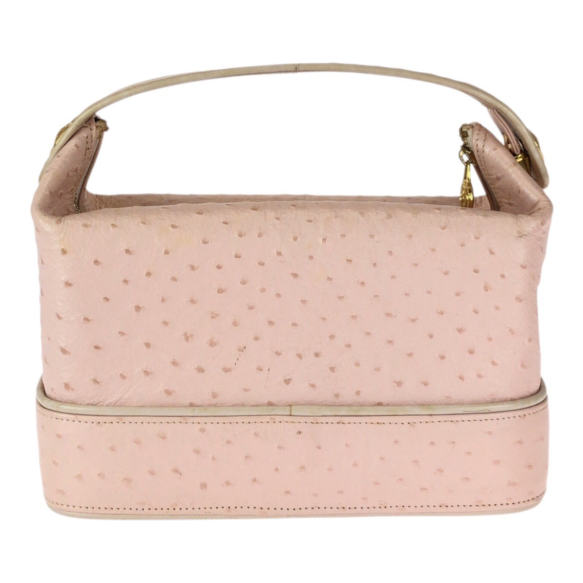 22639
VERSACE ヴェルサーチ ヴィンテージ サンバースト 型押し ピンク ゴールド金具 レザー ハンドバッグ バニティバッグ レディース AB35