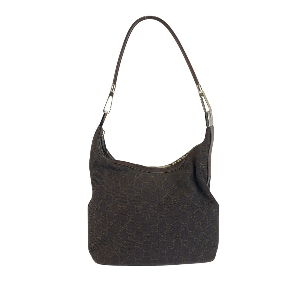 22640
GUCCI グッチ ブラウン ダークブラウン シルバー金具 GGキャンバス 01234 ショルダーバッグ レディース AB21