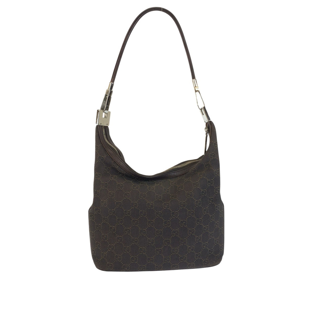22640
GUCCI グッチ ブラウン ダークブラウン シルバー金具 GGキャンバス 01234 ショルダーバッグ レディース AB21