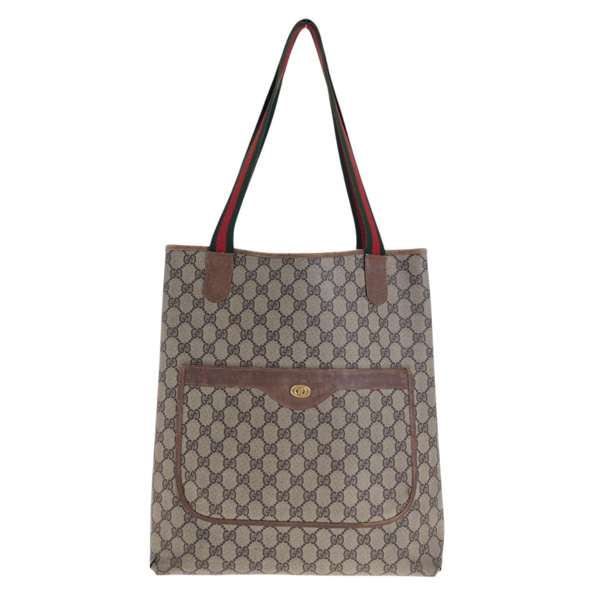 22641
GUCCI Vintage Sherry Line Beige Brown GG Supreme Canvas / Leather 20 001 4487 Tote Bag Shoulder Bag Ladies AB16