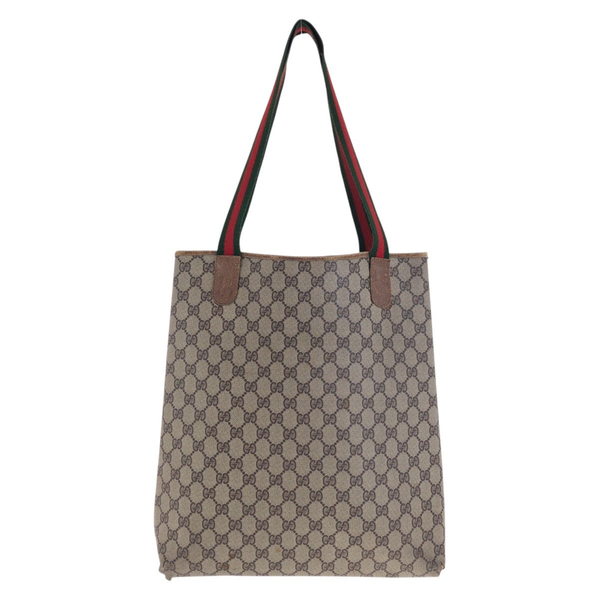 22641
GUCCI Vintage Sherry Line Beige Brown GG Supreme Canvas / Leather 20 001 4487 Tote Bag Shoulder Bag Ladies AB16